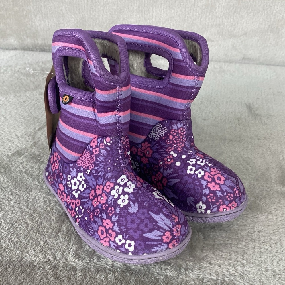 Baby BOGS NW Snow Boot Infant Baby Size 8 Purple Waterproof Insulated NEW